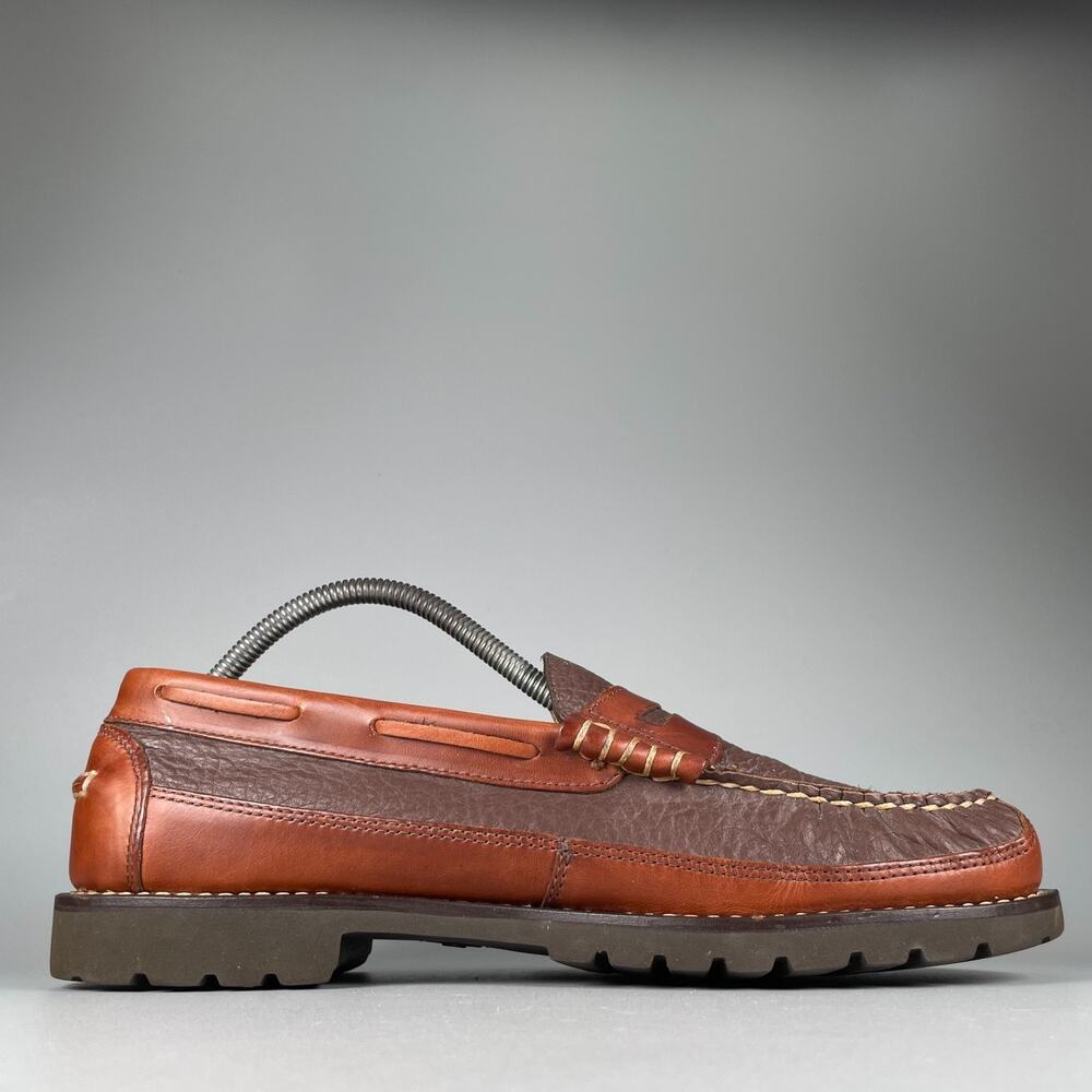 LL Bean Allagash Men's Size 10.5 D Brown Leather Slip On Penny Loafer Dress Shoe - Picture 5 of 9